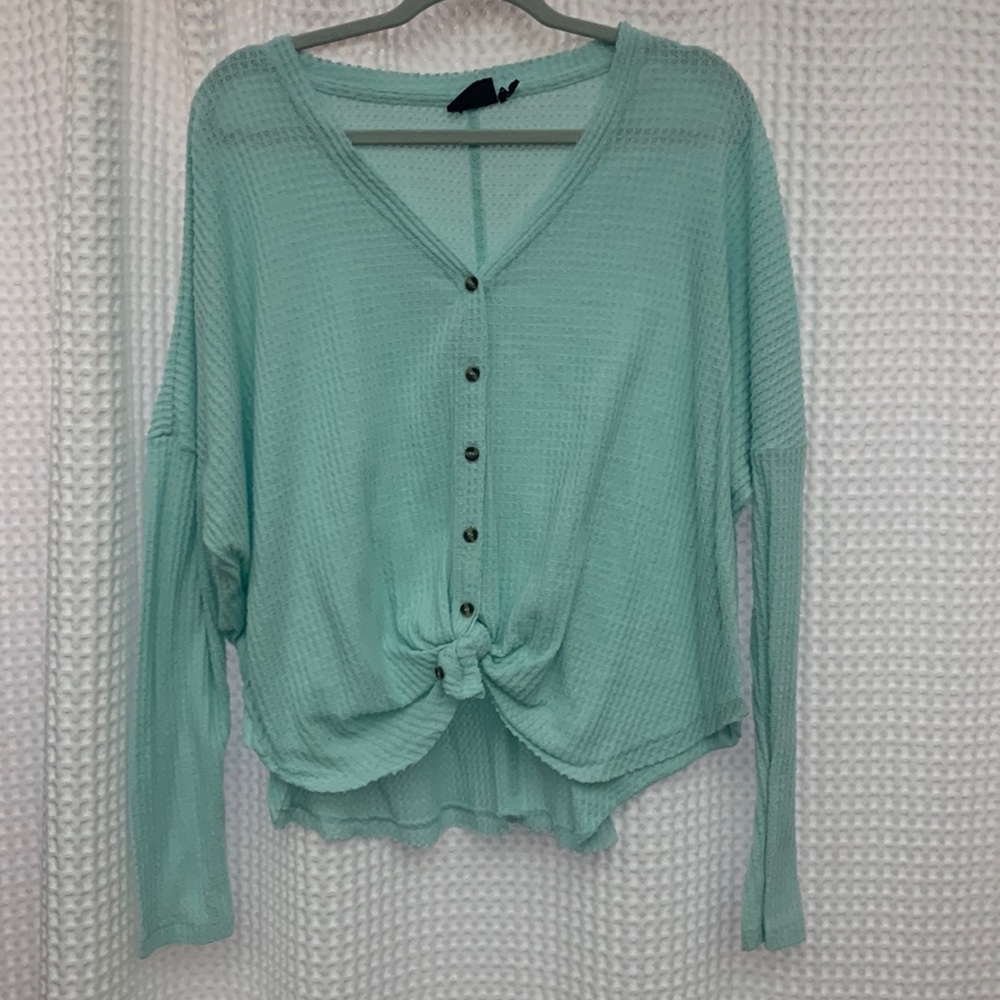 Urban Outfitters waffle long sleeve top. Tiffany Blue